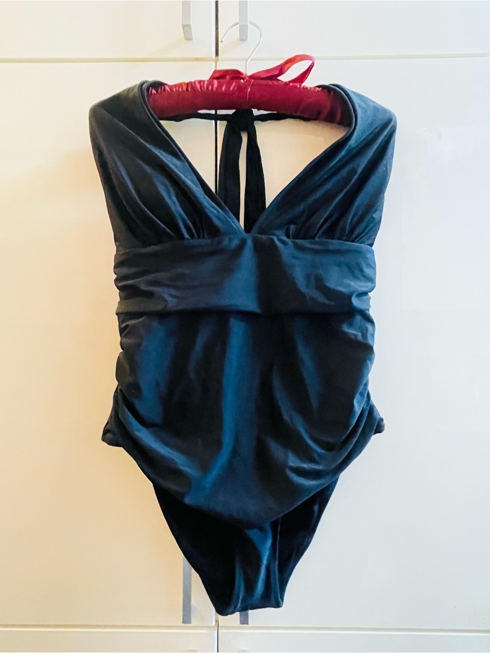 ladies CUPSHE BLACK 1 PIECE SWIMSUIT HIGH THIGH v-neck Sz M